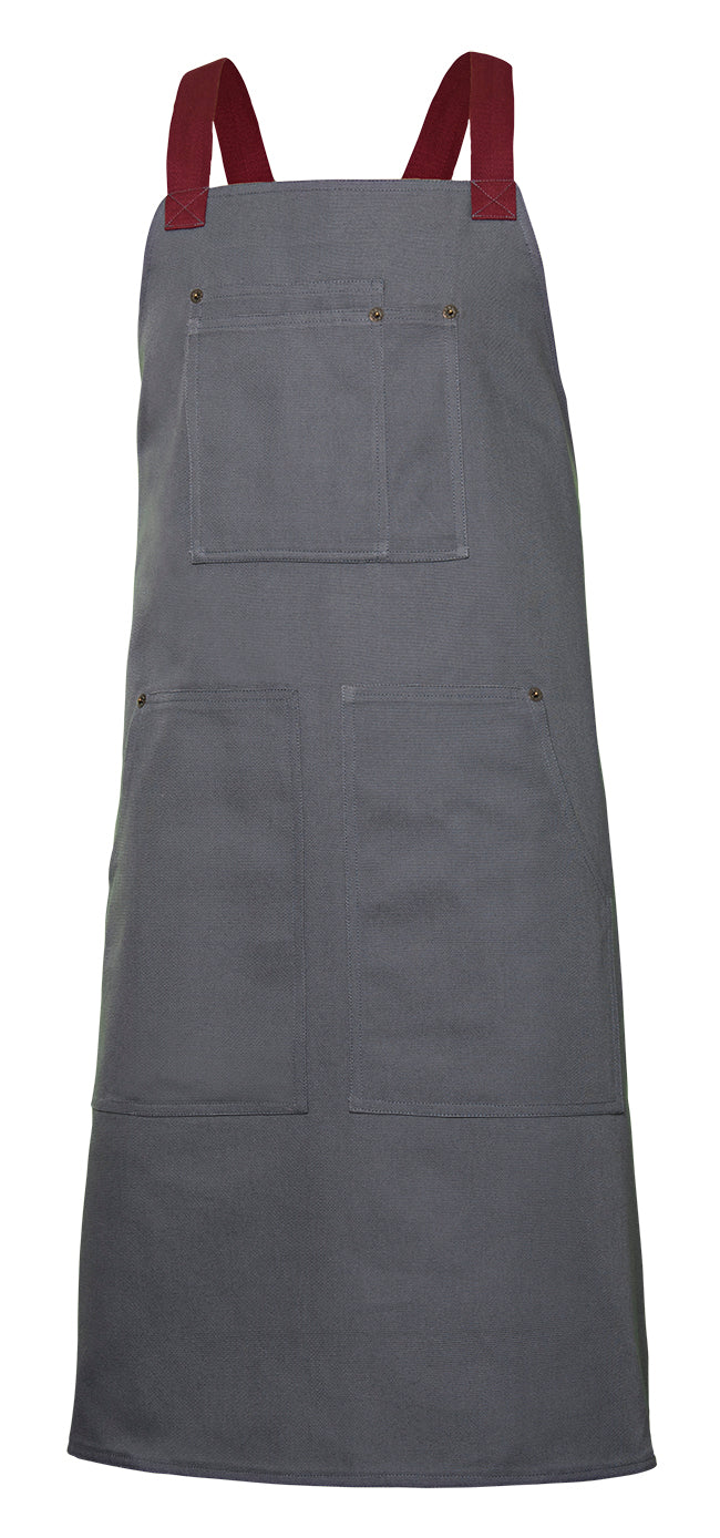 Delantal Peto Canvas Bicolor - Gris + Granate