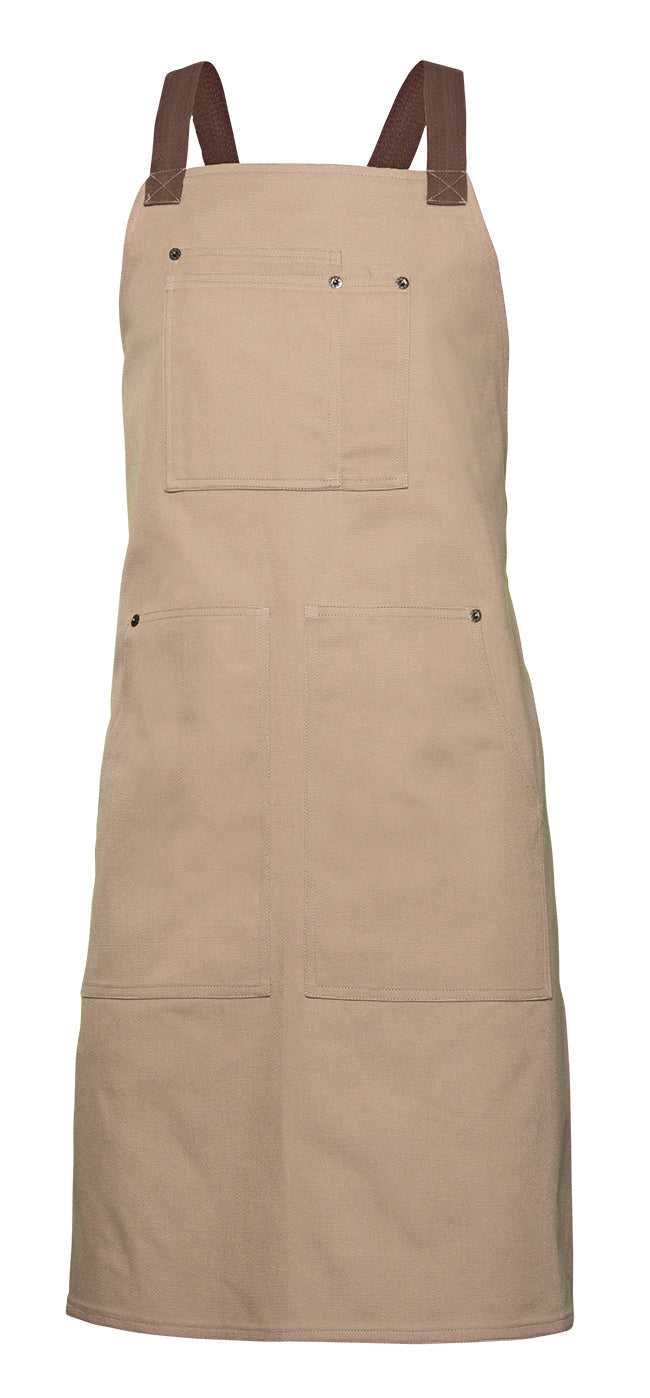 Delantal Peto Canvas Bicolor - Beige Arena + Marrón