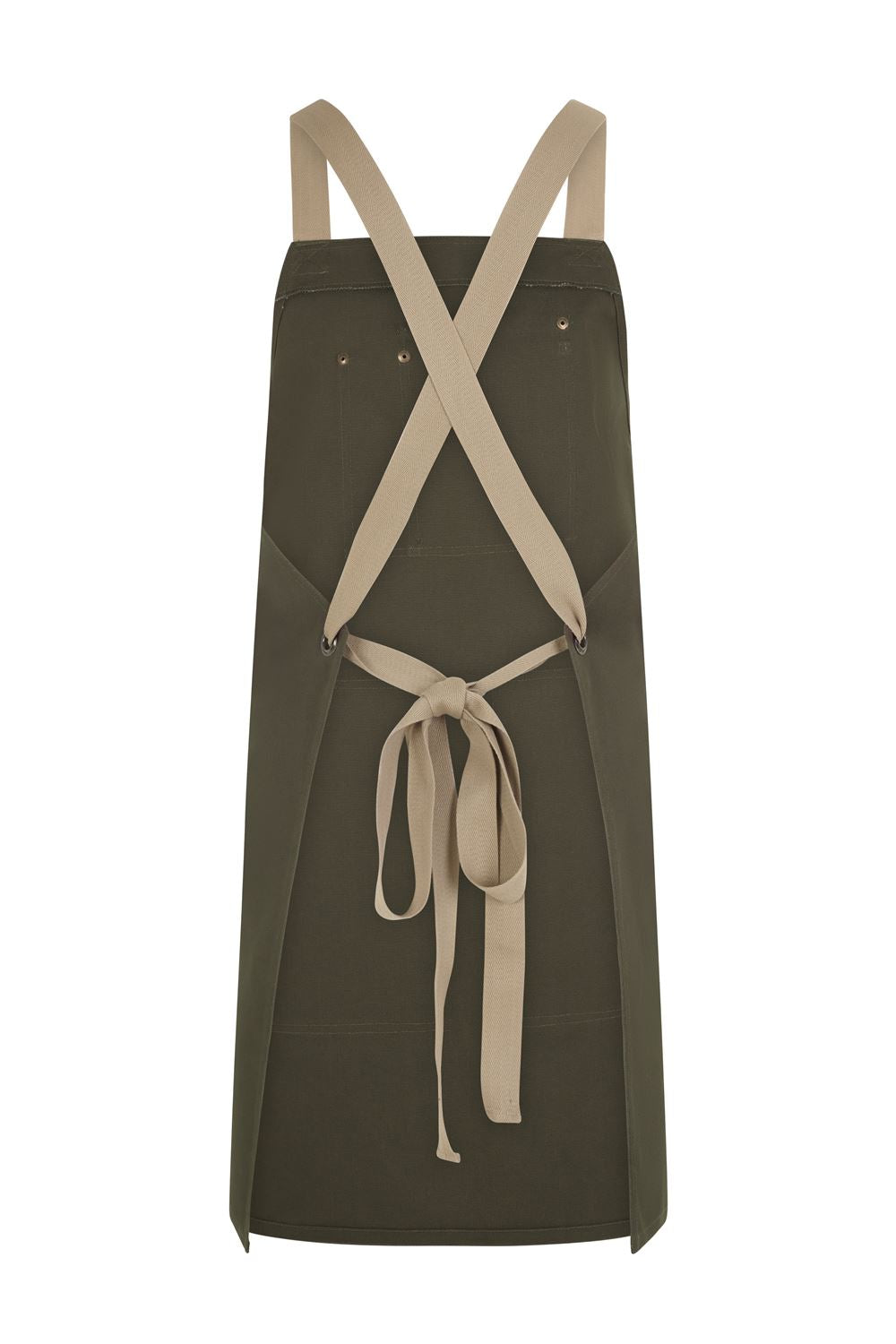 Delantal Peto Canvas Bicolor - Verde Oliva + Beige Arena