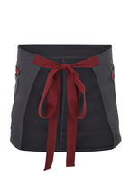 Delantal Corto Canvas Bicolor - Gris + Granate