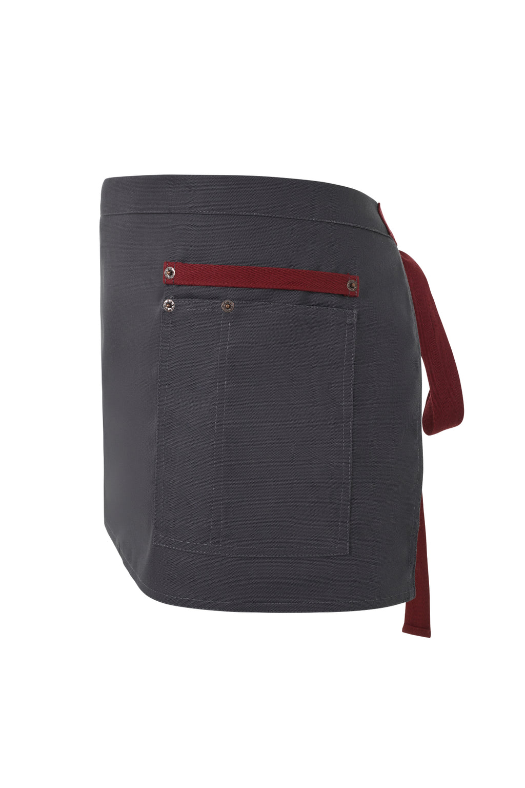 Delantal Corto Canvas Bicolor - Gris + Granate