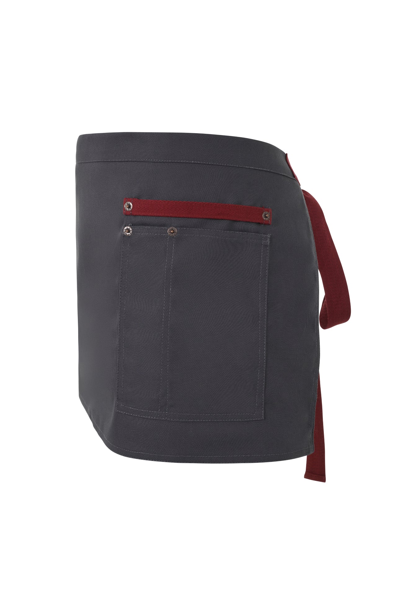 Delantal Corto Canvas Bicolor - Gris + Granate