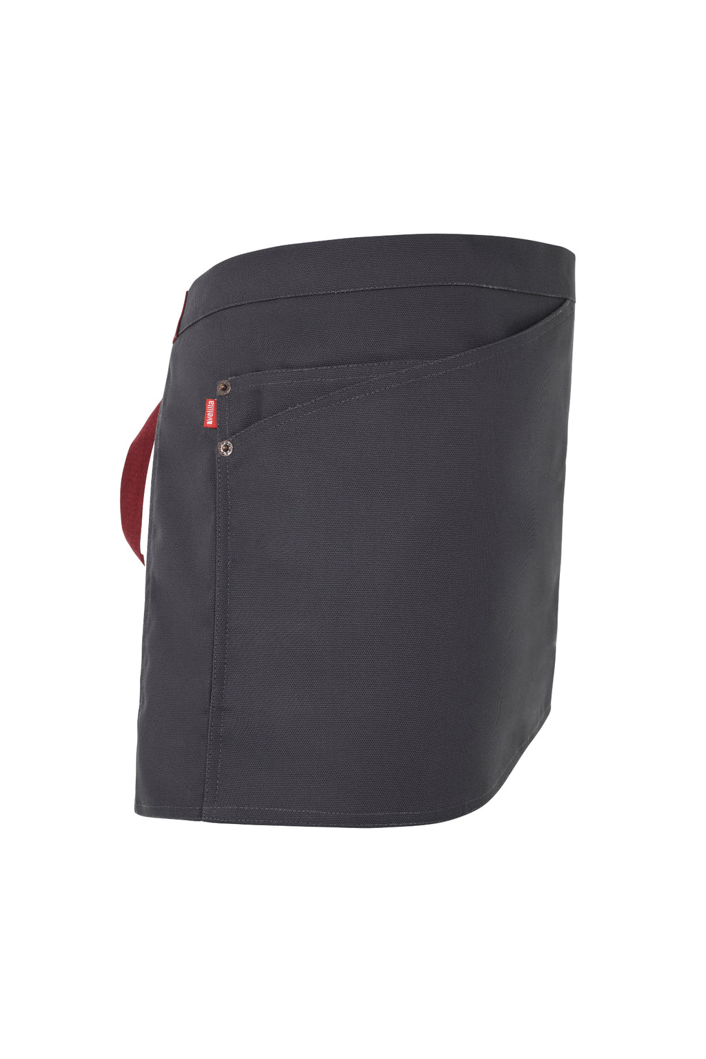 Delantal Corto Canvas Bicolor - Gris + Granate