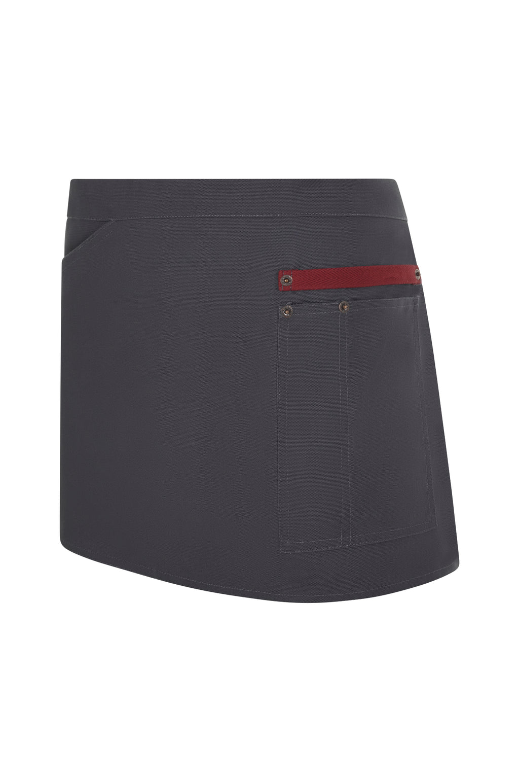 Delantal Corto Canvas Bicolor - Gris + Granate