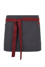 Delantal Corto Canvas Bicolor - Gris + Granate