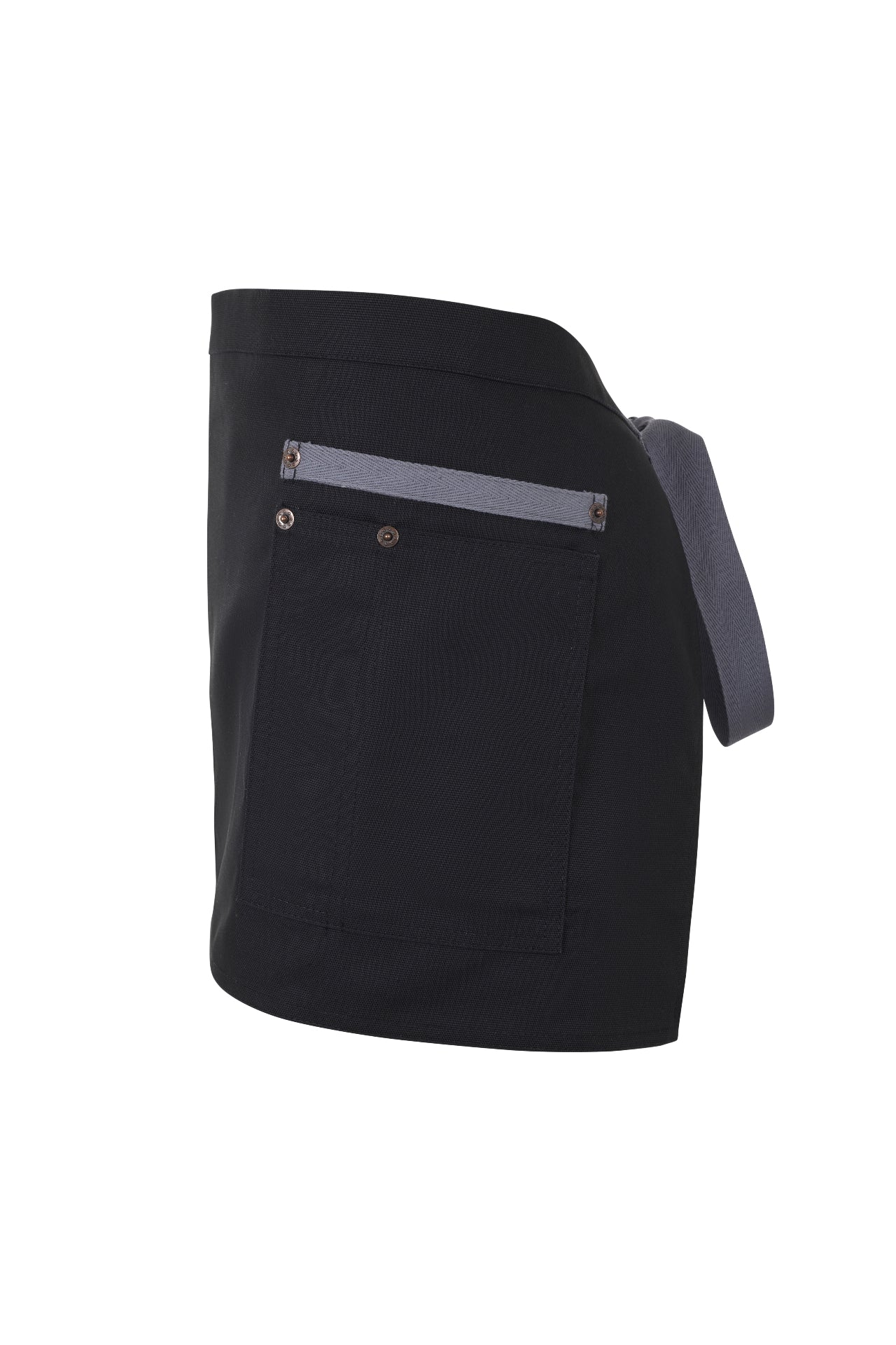 Delantal Corto Canvas Bicolor - Negro + Gris