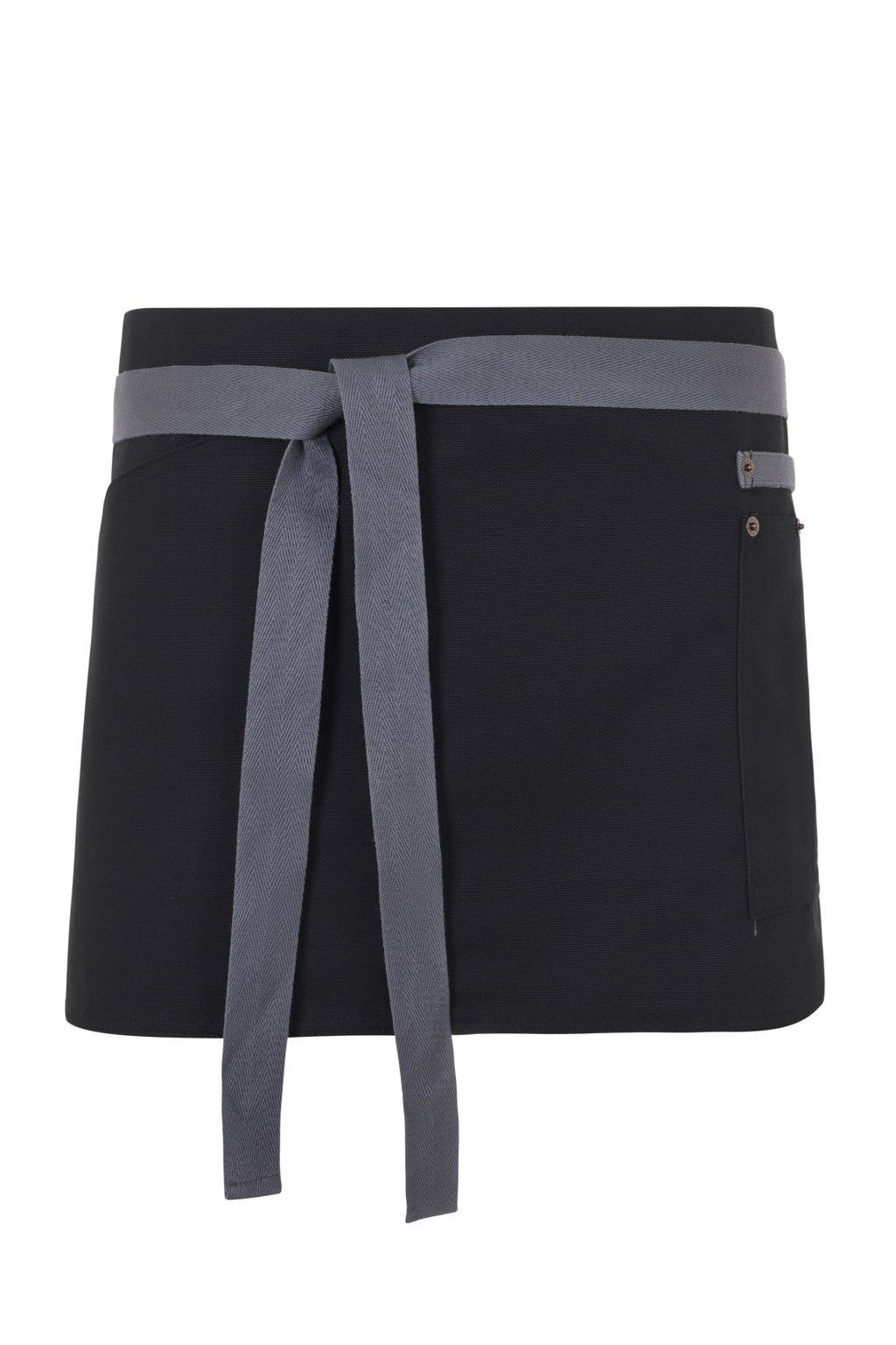 Delantal Corto Canvas Bicolor - Negro + Gris