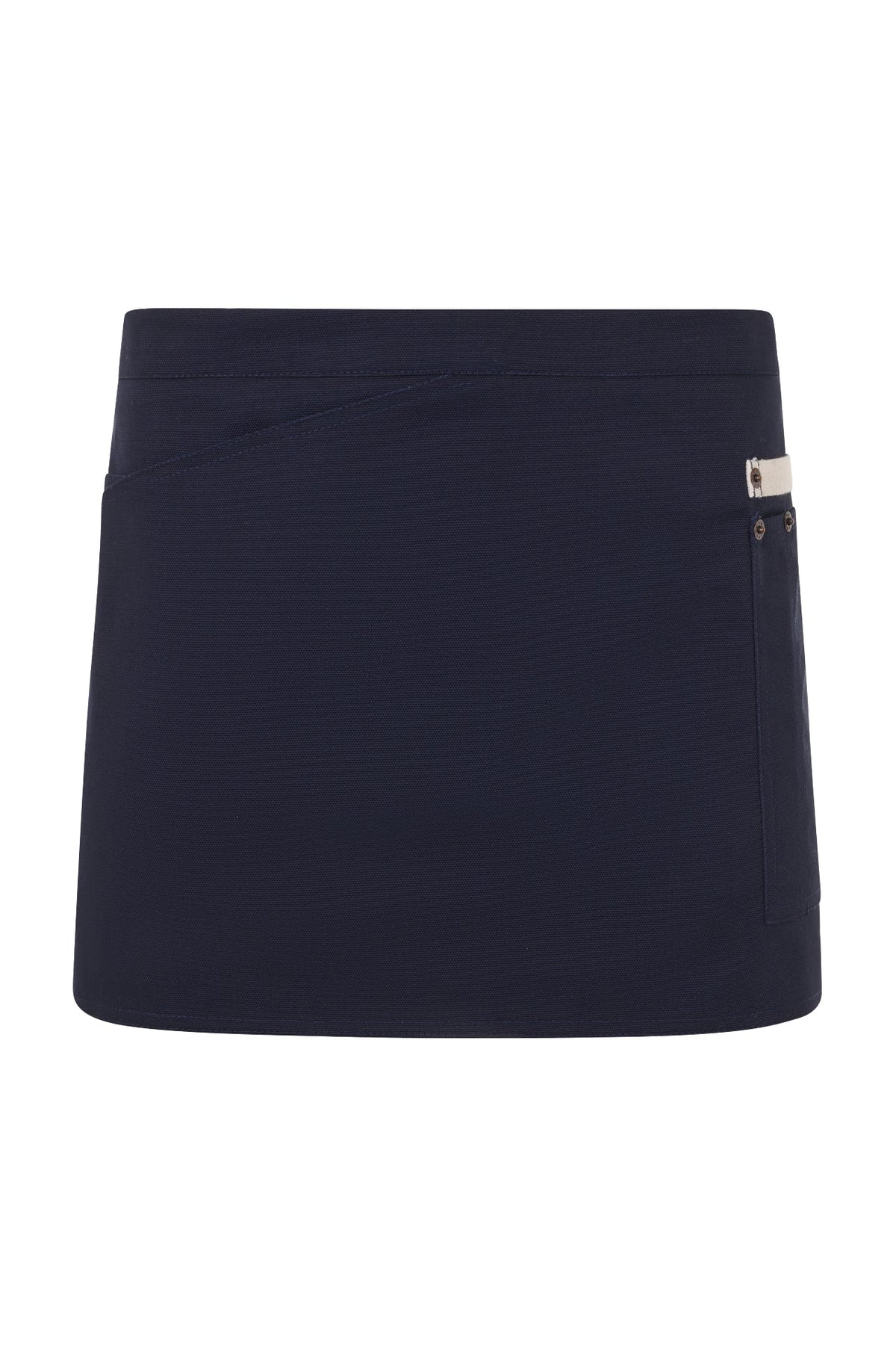 Delantal Corto Canvas Bicolor - Azul Navy + Marfil