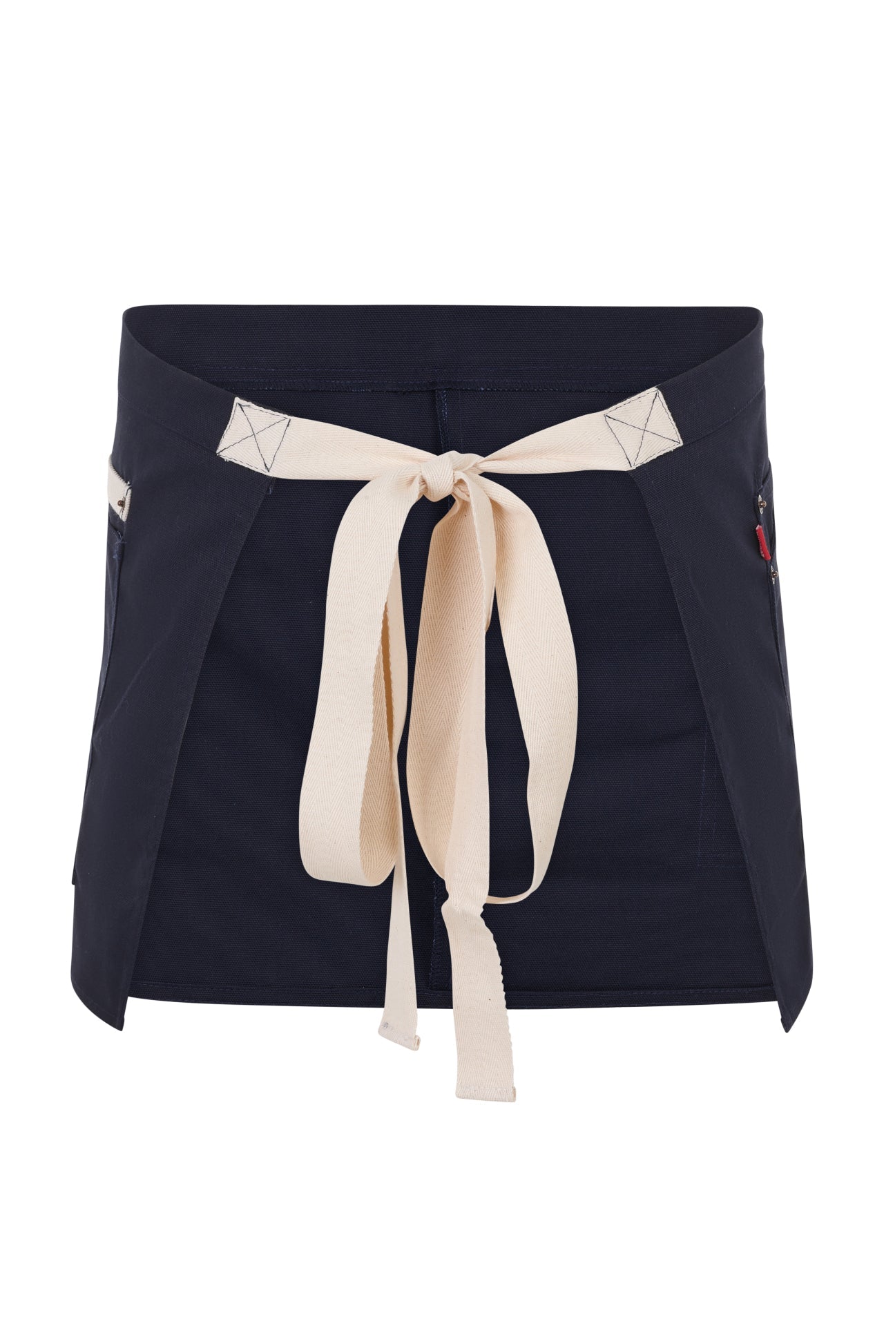 Delantal Corto Canvas Bicolor - Azul Navy + Marfil