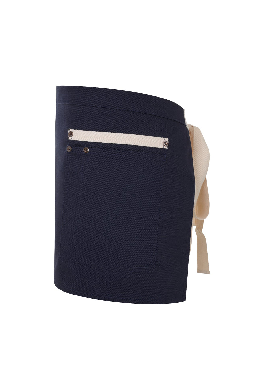 Delantal Corto Canvas Bicolor - Azul Navy + Marfil
