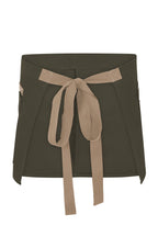 Delantal Corto Canvas Bicolor - Verde Oliva + Beige Arena
