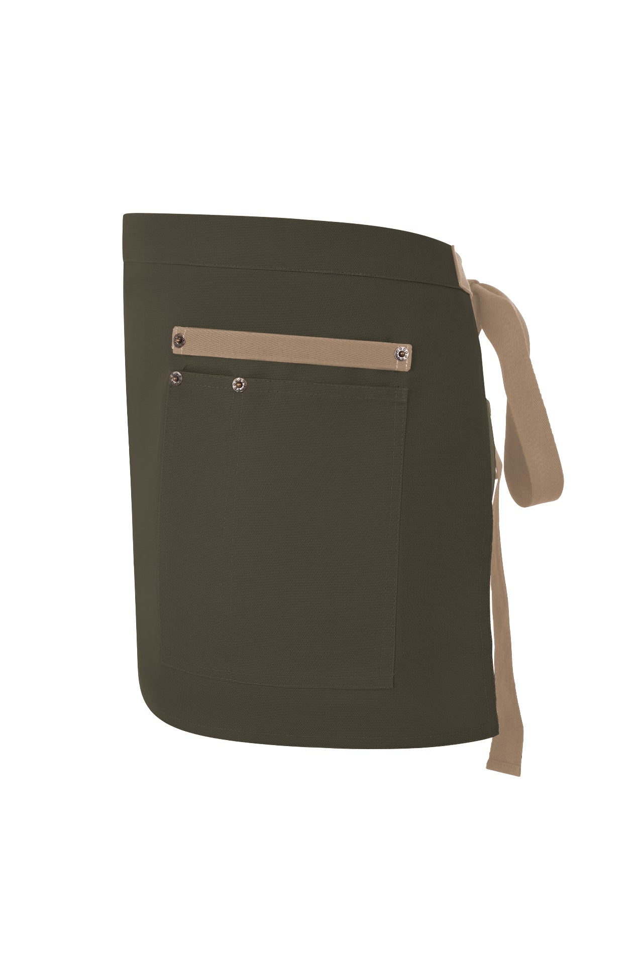 Delantal Corto Canvas Bicolor - Verde Oliva + Beige Arena