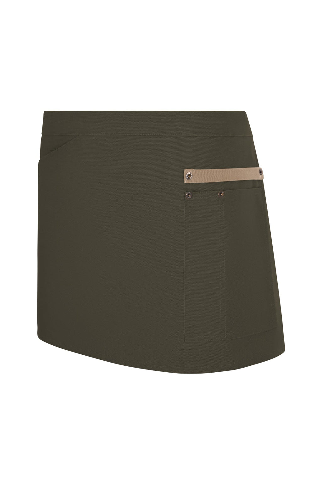 Delantal Corto Canvas Bicolor - Verde Oliva + Beige Arena