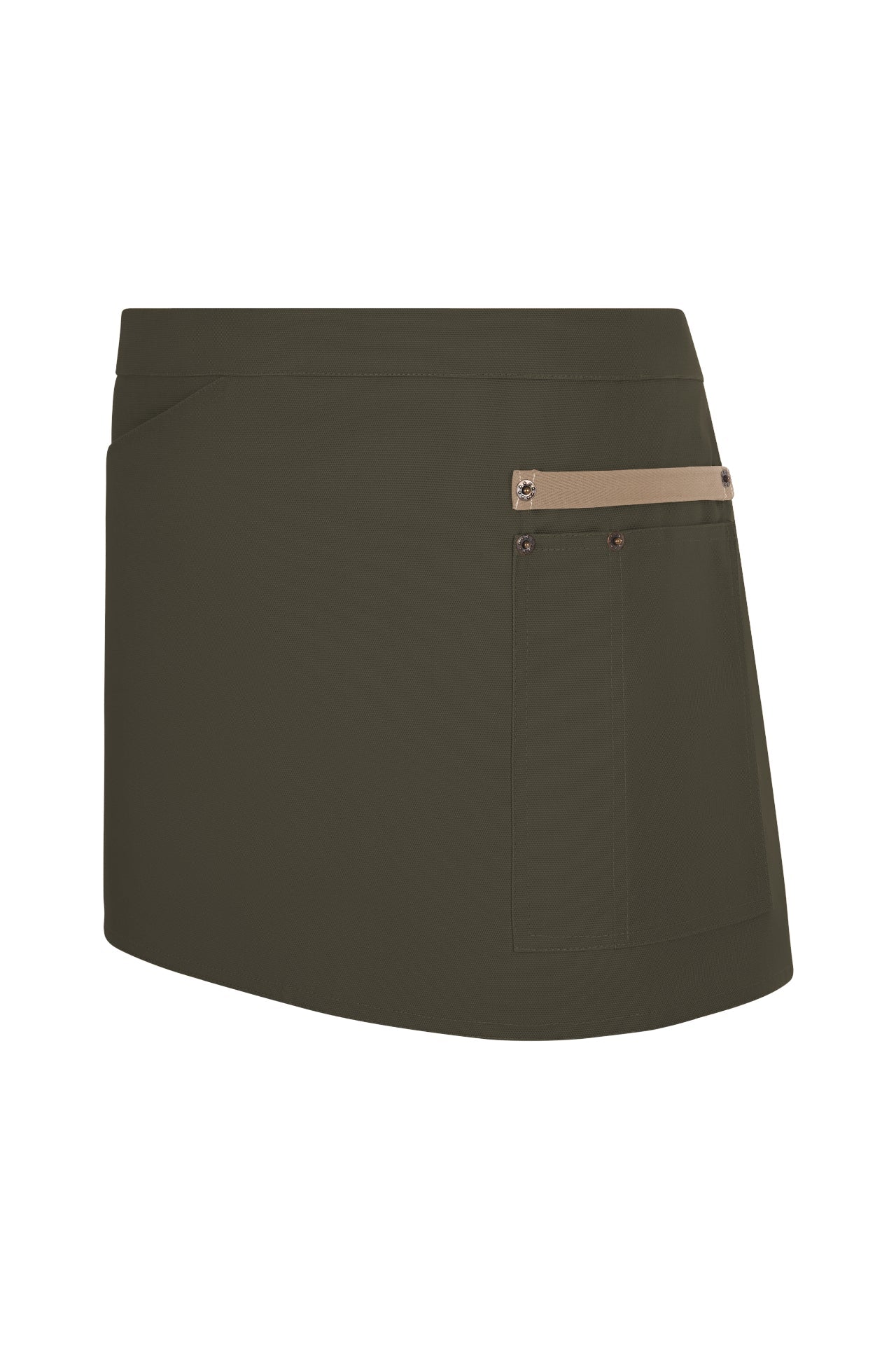 Delantal Corto Canvas Bicolor - Verde Oliva + Beige Arena