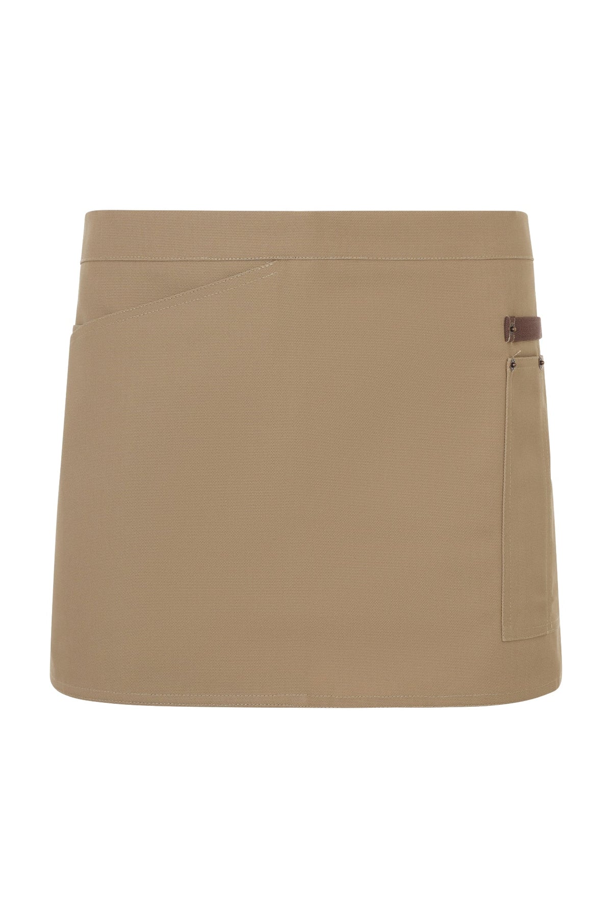 Delantal Corto Canvas Bicolor - Beige Arena + Marrón
