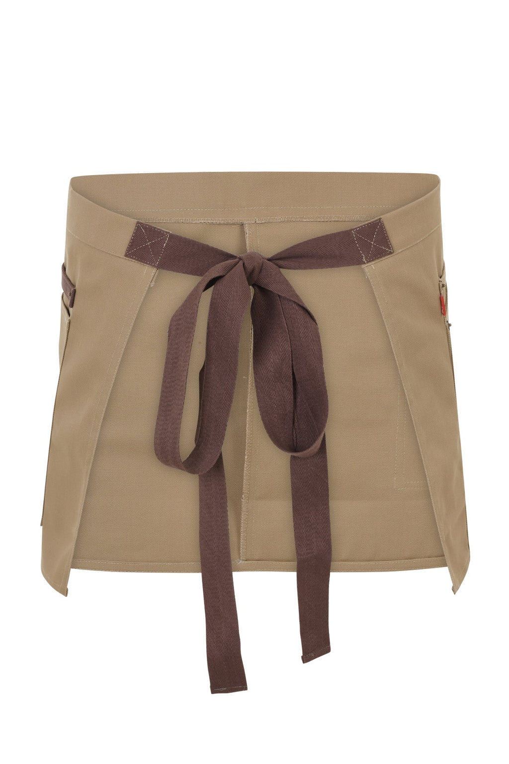 Delantal Corto Canvas Bicolor - Beige Arena + Marrón