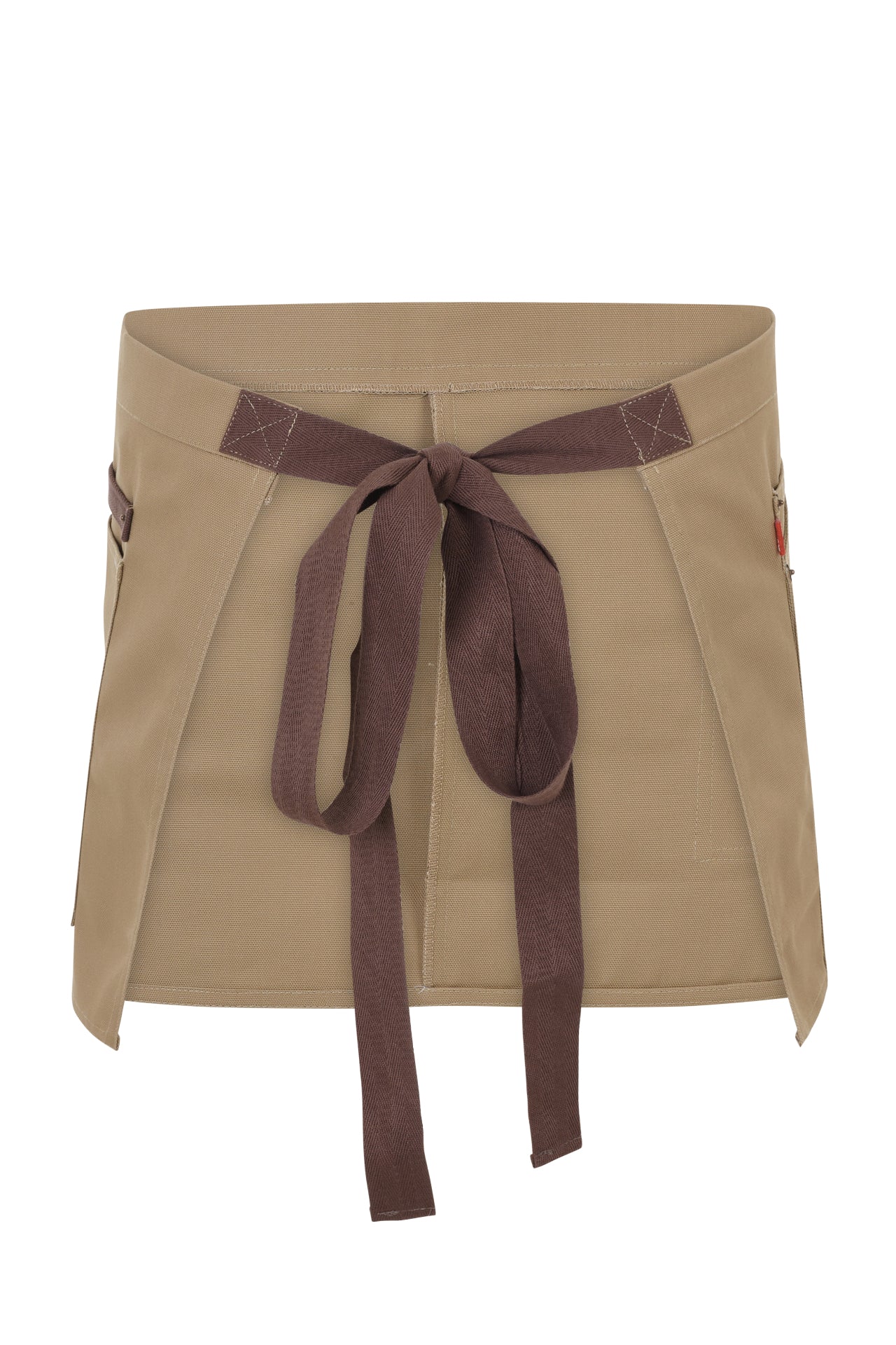 Delantal Corto Canvas Bicolor - Beige Arena + Marrón