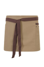 Delantal Corto Canvas Bicolor - Beige Arena + Marrón