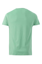 Vista trasera de la camiseta unisex Melbourne de apparel-pulse-store-9lnab en color verde salvia, 100% algodón.