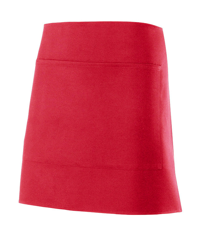 Delantal corto rojo con bolsillo frontal de apparel-pulse-store-9lnab, ideal para hostelería y cocina profesional.