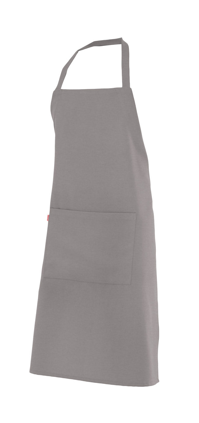 Delantal peto gris de apparel-pulse-store-9lnab con bolsillo frontal, ideal para hostelería y cocina profesional.