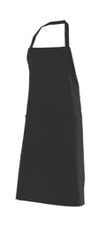 Delantal peto negro de apparel-pulse-store-9lnab con bolsillo frontal, ideal para hostelería y cocina profesional.