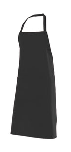 Delantal peto negro de apparel-pulse-store-9lnab con bolsillo frontal, ideal para hostelería y cocina profesional.
